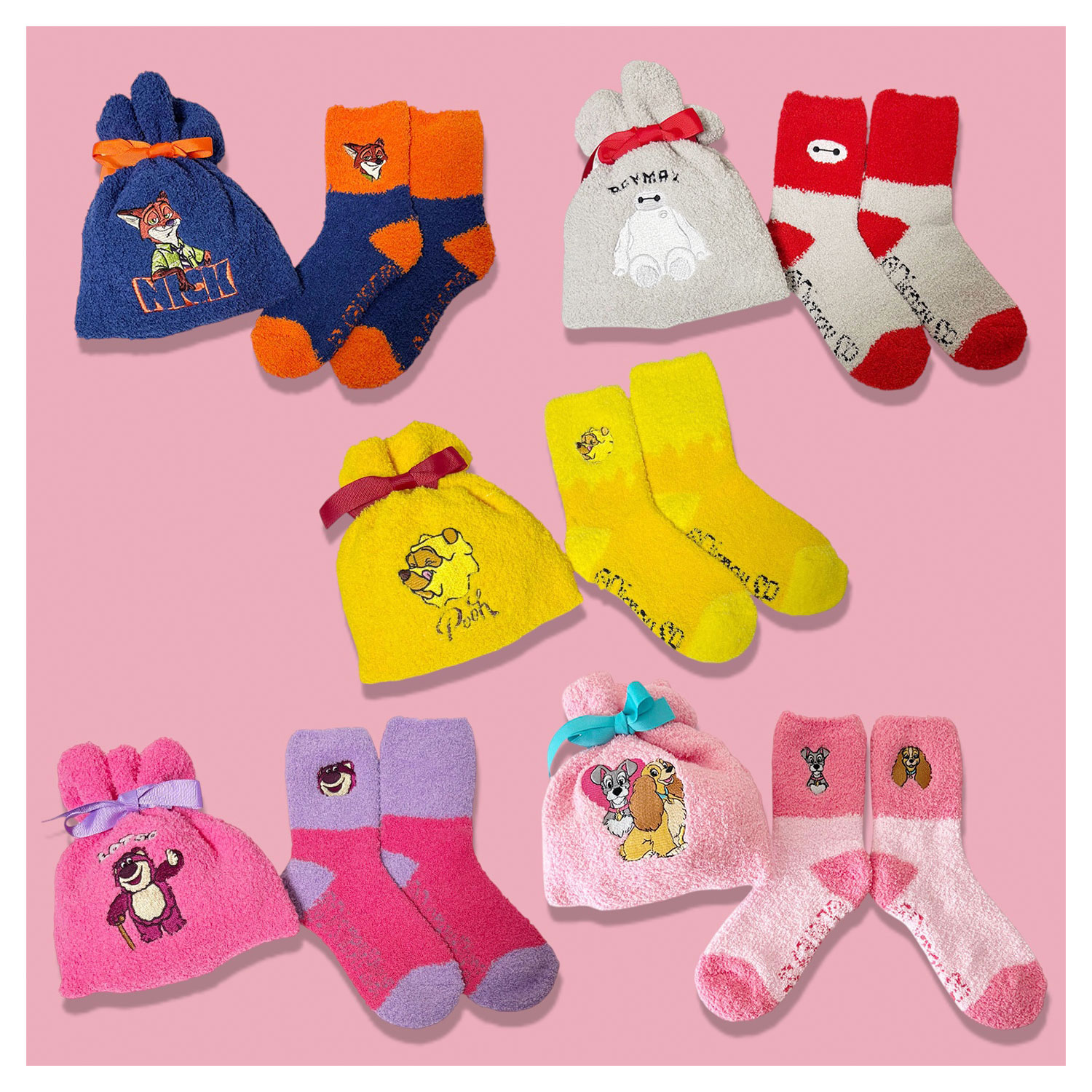 [公式] メーカー直営 ディズニー もこもこ靴下 in 巾着 ズートピア ／ニック ロゴ