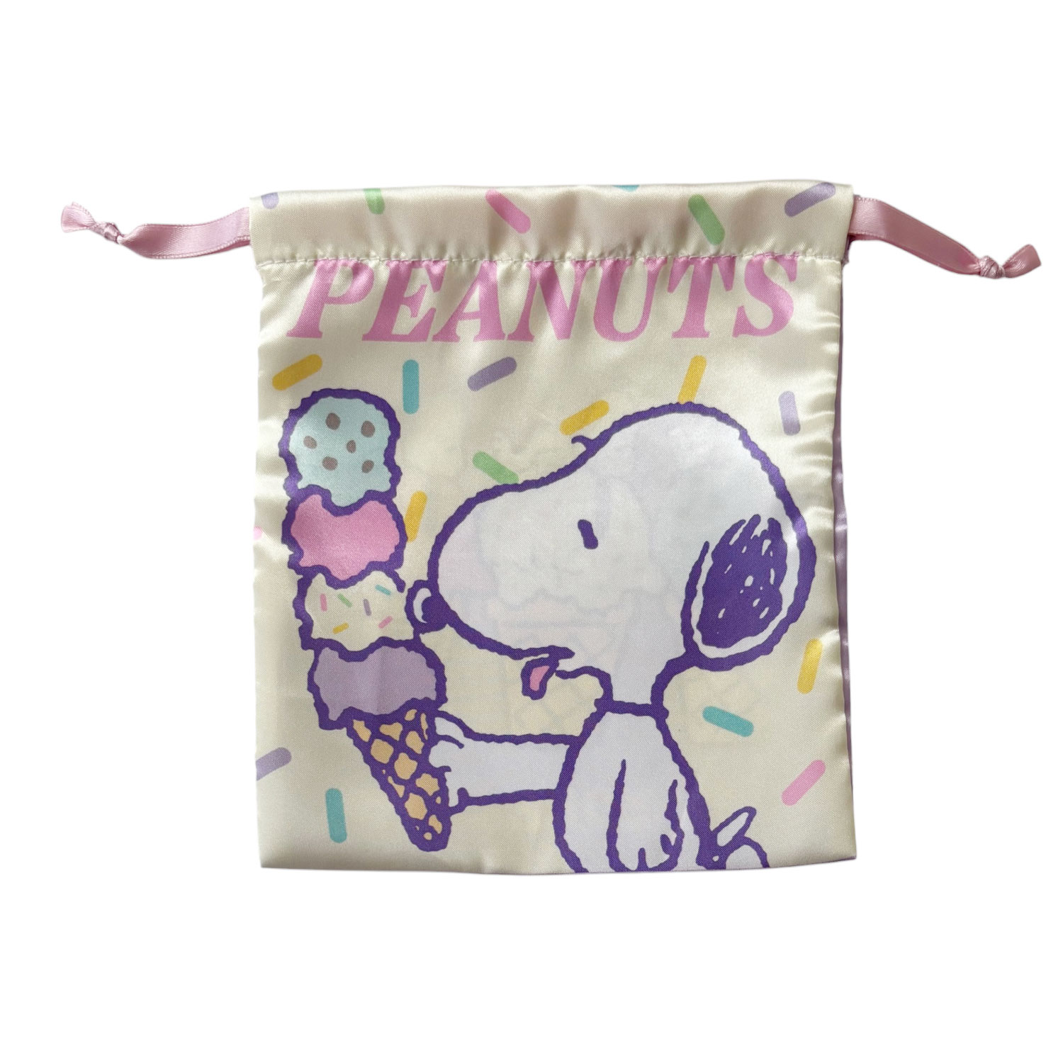 [公式] メーカー直営 PEANUTS スヌーピー リボン巾着 アイスクリーム