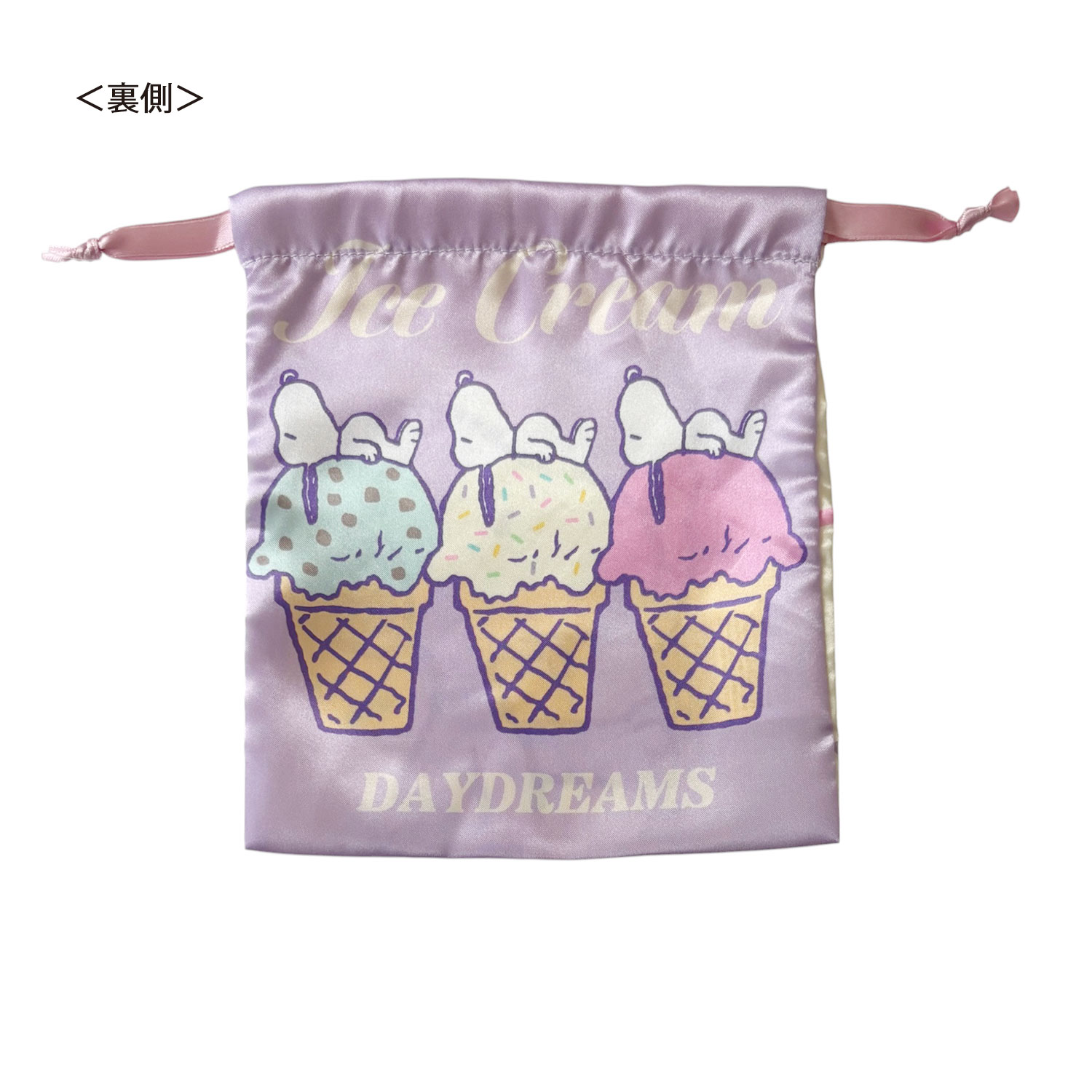 [公式] メーカー直営 PEANUTS スヌーピー リボン巾着 アイスクリーム