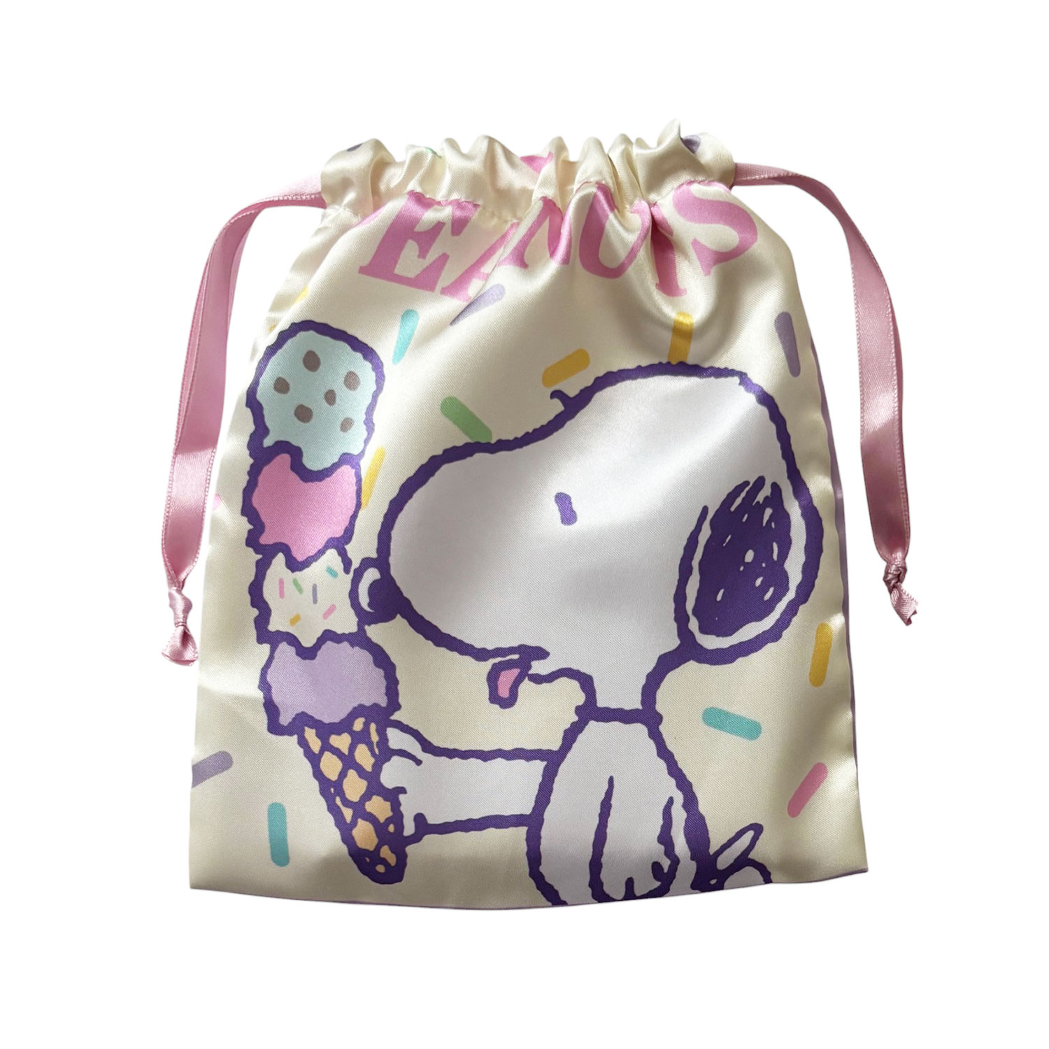 [公式] メーカー直営 PEANUTS スヌーピー リボン巾着 アイスクリーム