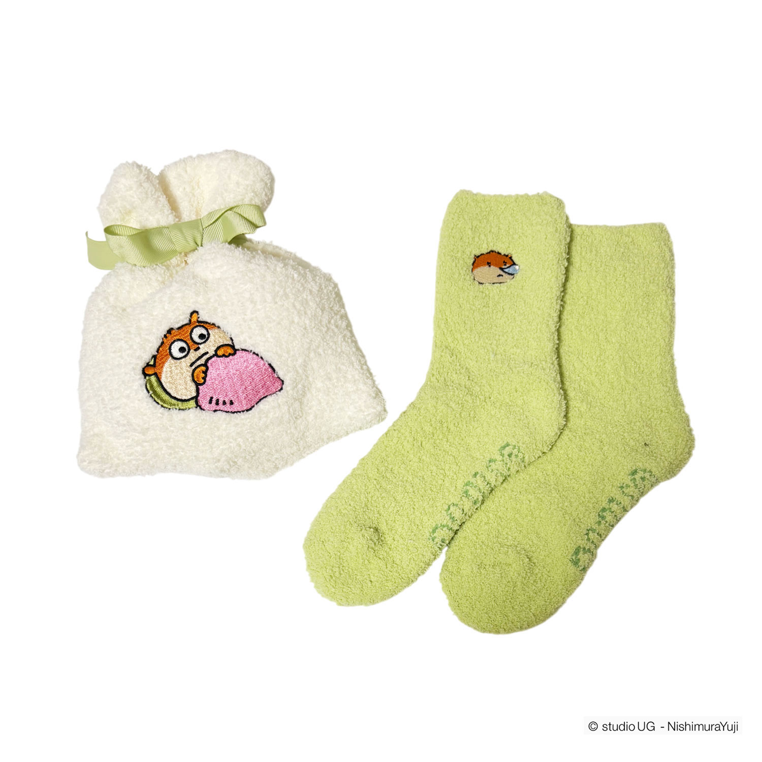 公式] スタジオUG（にしむらゆうじ）もこもこ靴下 in 巾着 こねずみ