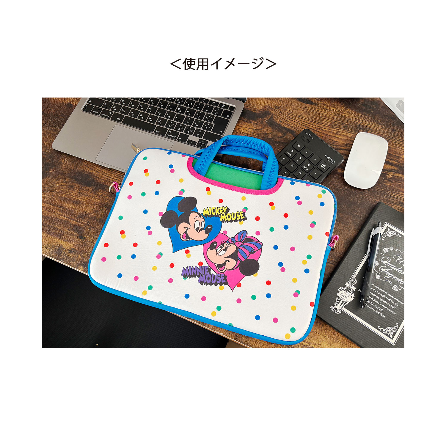 公式] ディズニー ノスタルジカ ドキュメントバッグ ミッキー＆ミニー