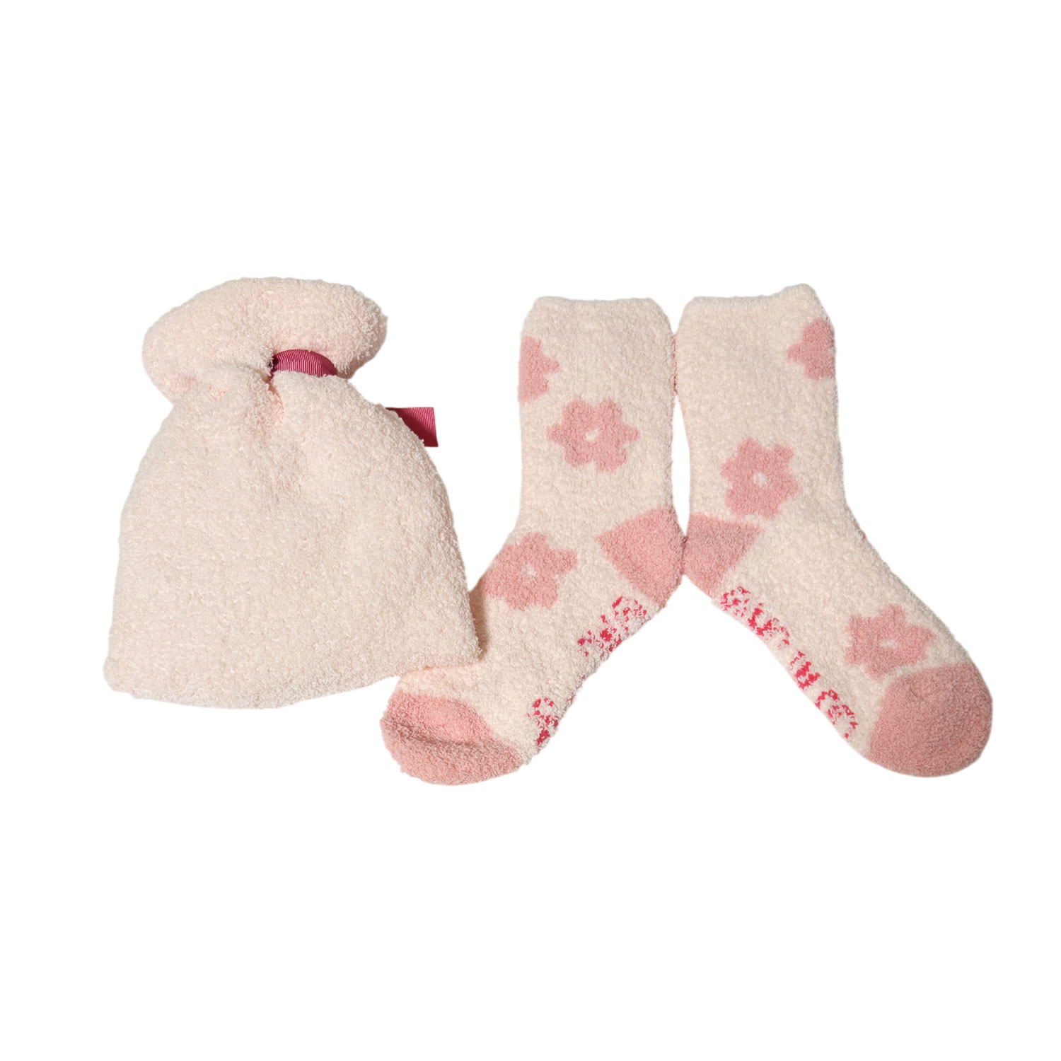 [公式] メーカー直営 ムーミン もこもこ靴下 in 巾着 リトルミイ フラワー ピンク