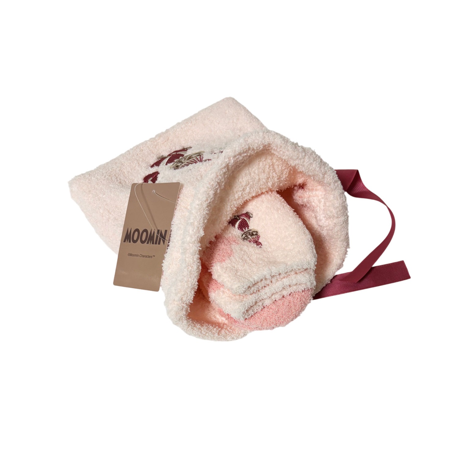 [公式] メーカー直営 ムーミン もこもこ靴下 in 巾着 リトルミイ フラワー ピンク