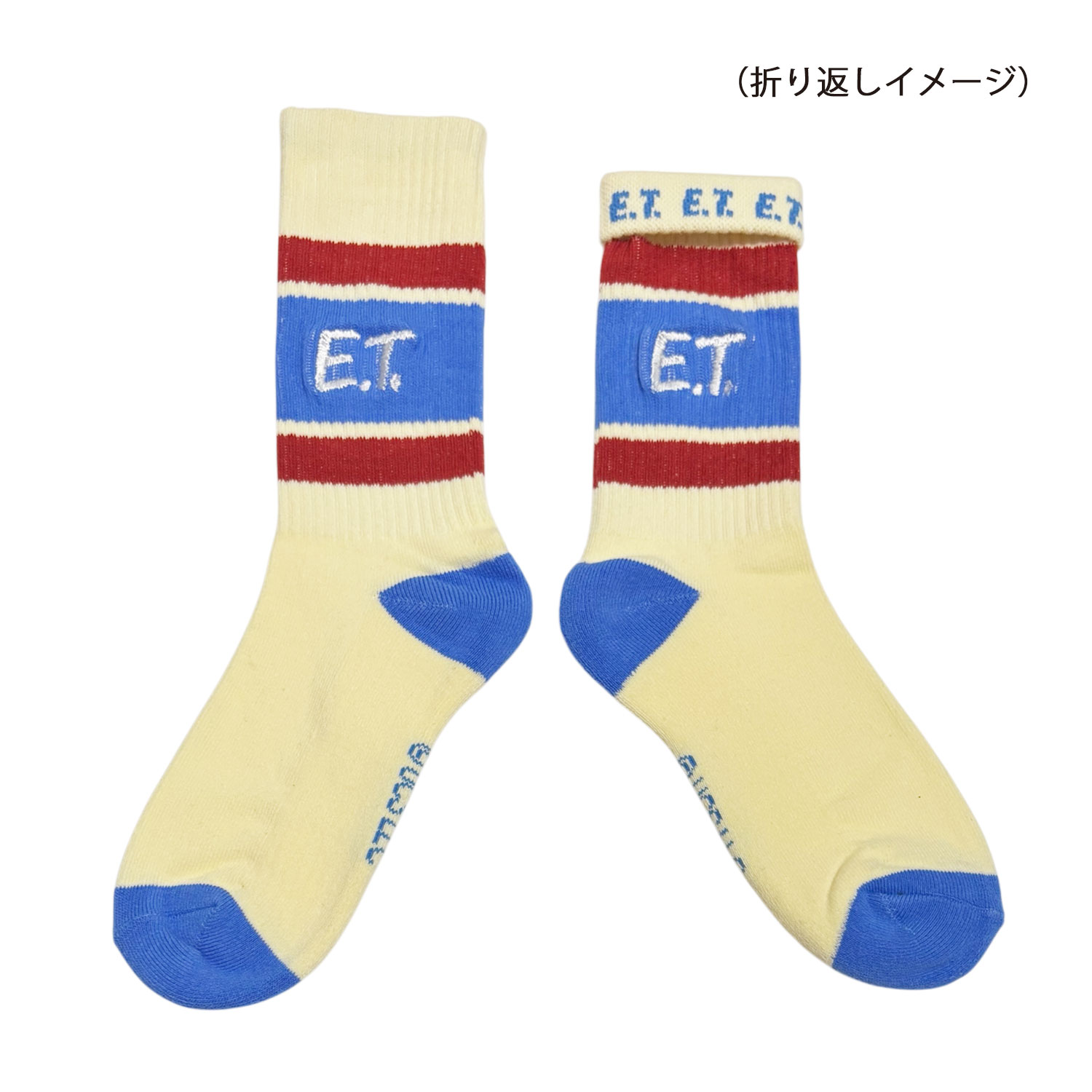 [公式] メーカー直営 E.T. カラフルラインソックス ロゴ ホワイト