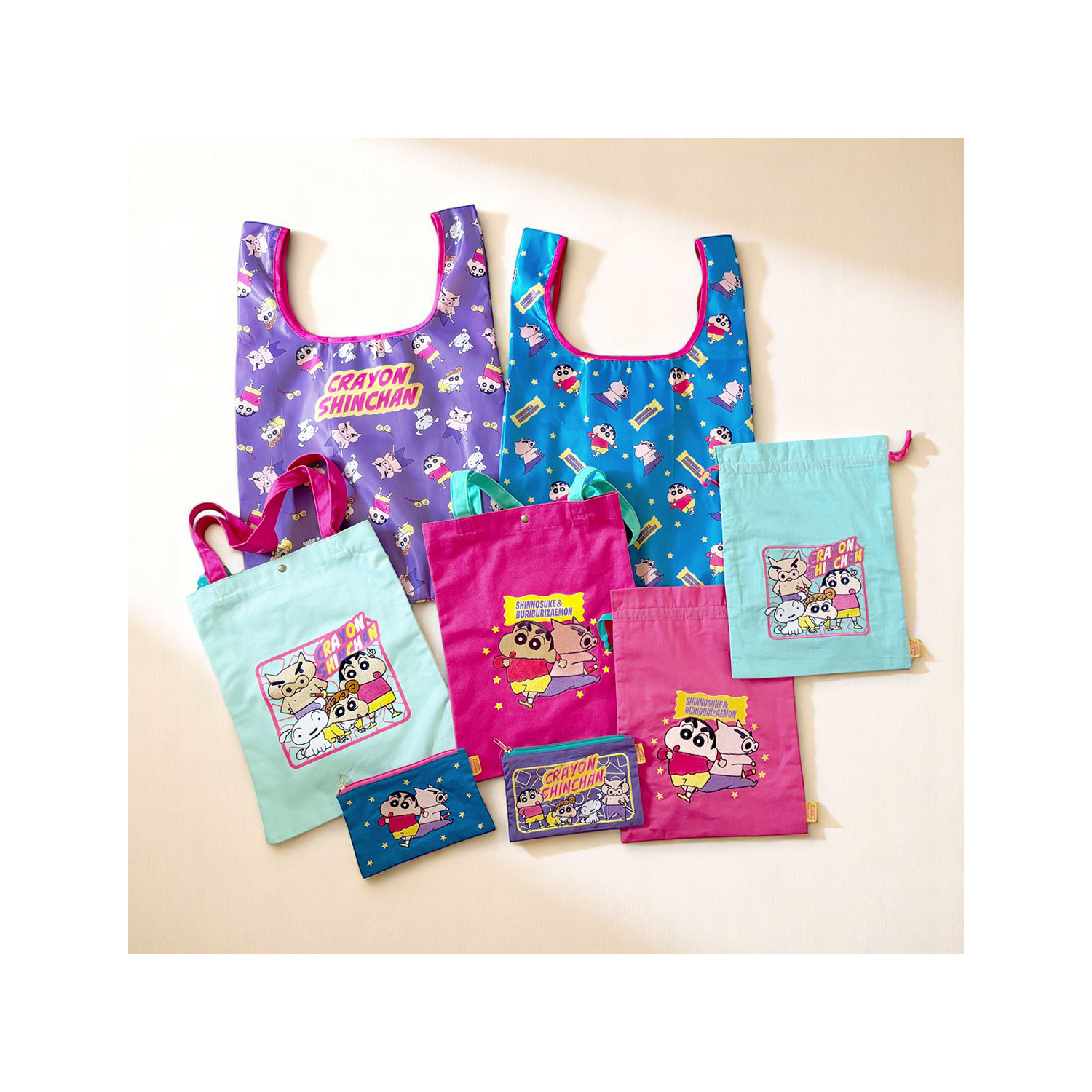 クレヨンしんちゃん　刺繍入りポーチ　未使用品　5個まとめ　サイズ横20cm程 公式] メーカー直営 クレヨンしんちゃん 刺繍ポーチ しんのすけ