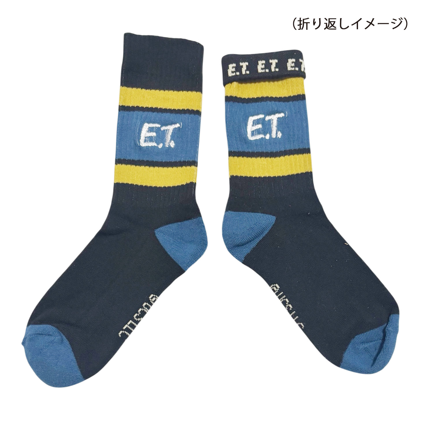 [公式] メーカー直営 E.T. カラフルラインソックス ロゴ ブラック