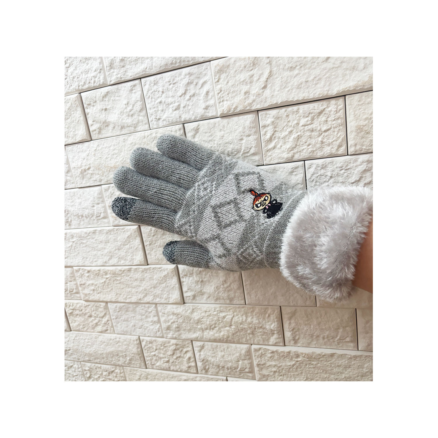 [公式] メーカー直営 ムーミン ワンポイント刺繍 スマホ対応手袋 リトルミイ ごきげんななめ