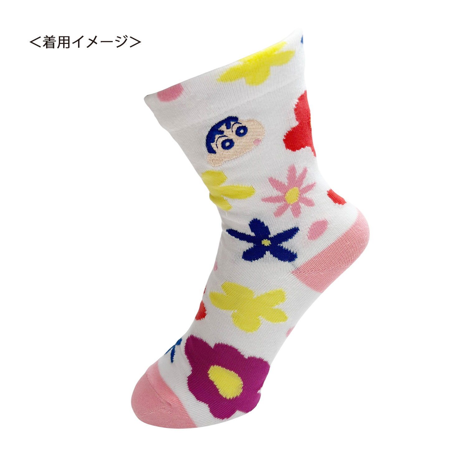 [公式] メーカー直営 クレヨンしんちゃん 刺繍ソックス フラワー しんちゃん