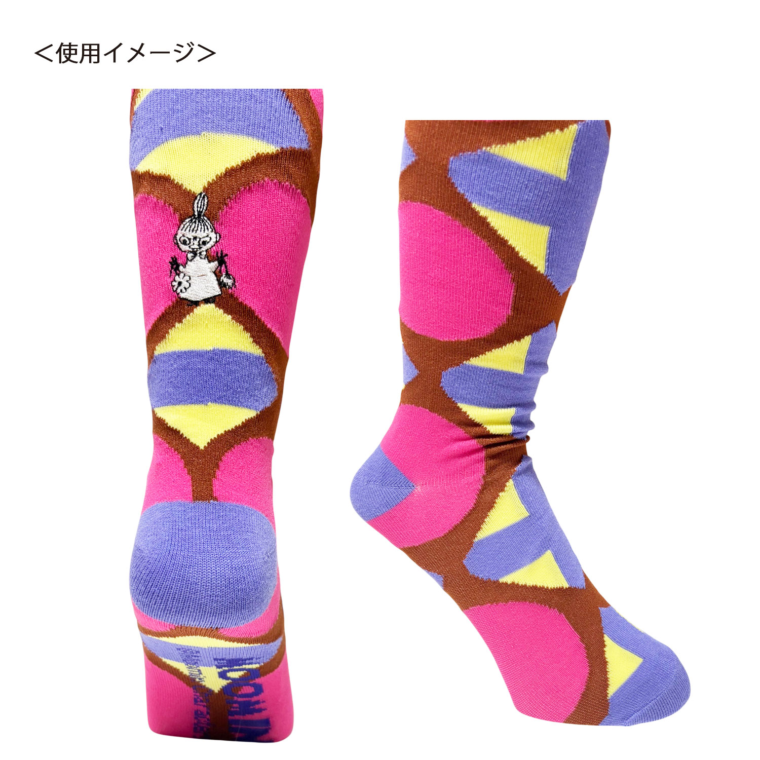 [公式] MOOMIN/NOSTALGICA（ムーミン/ノスタルジカ）刺繍ソックス リトルミイ パープル×ピンク
