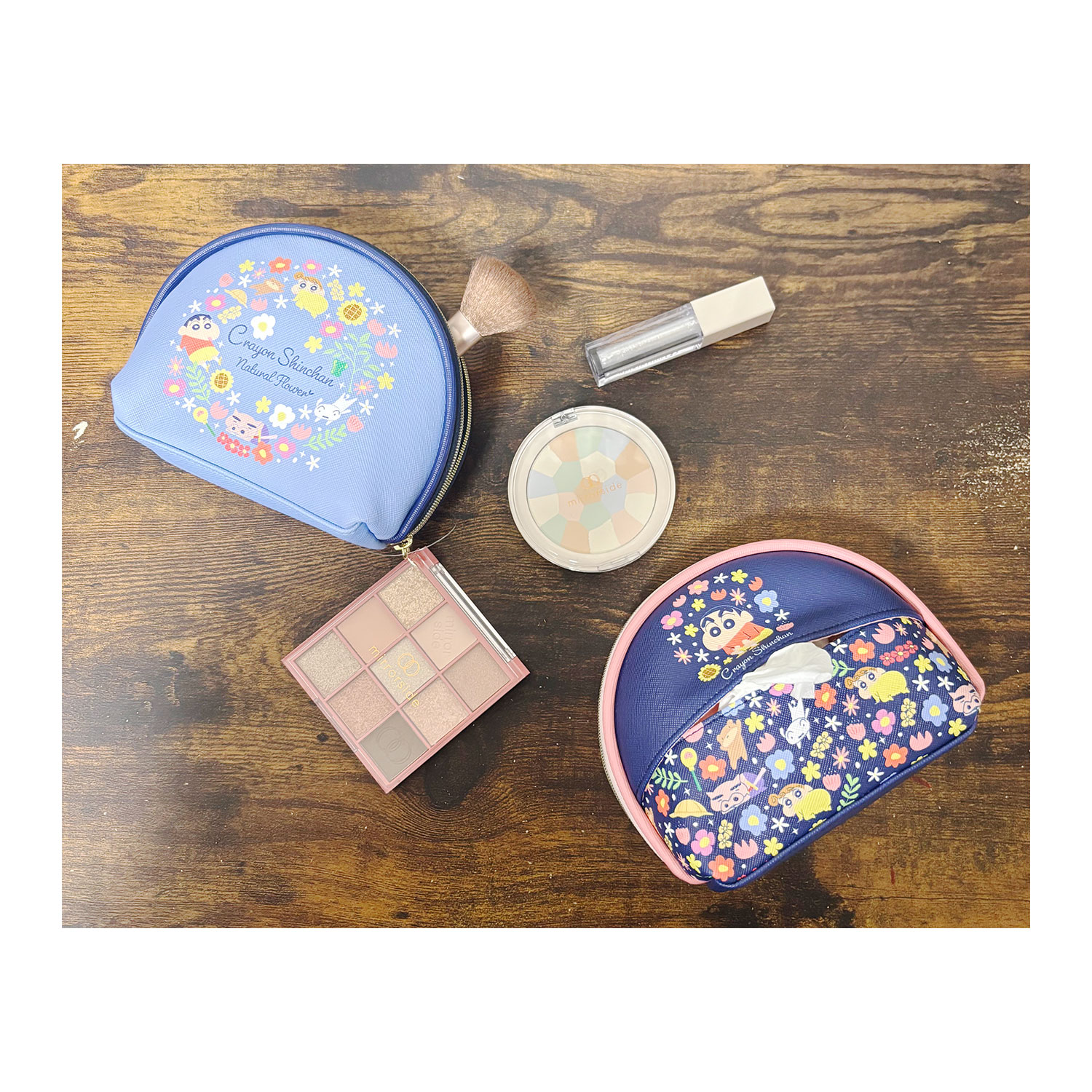 [公式] メーカー直営 クレヨンしんちゃん シェルポーチ フラワー ブルー