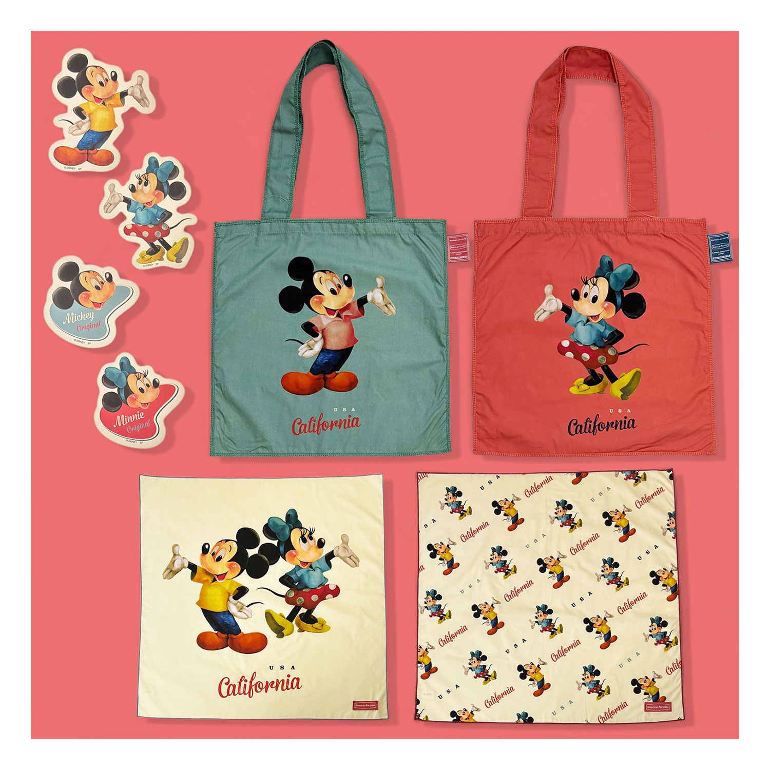 公式] Disney American Paradise フラットトートバッグ ミニーマウス