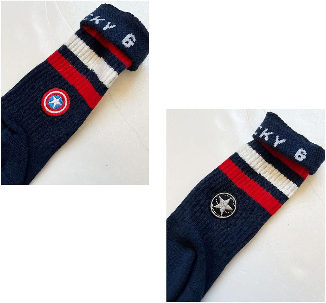 MARVEL ワンポイント刺繍 メンズソックス キャプテン・アメリカ/バッキー（メンズソックス）