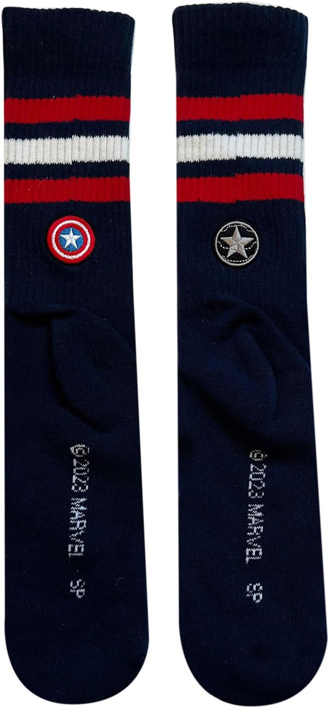 MARVEL ワンポイント刺繍 メンズソックス キャプテン・アメリカ/バッキー（メンズソックス）