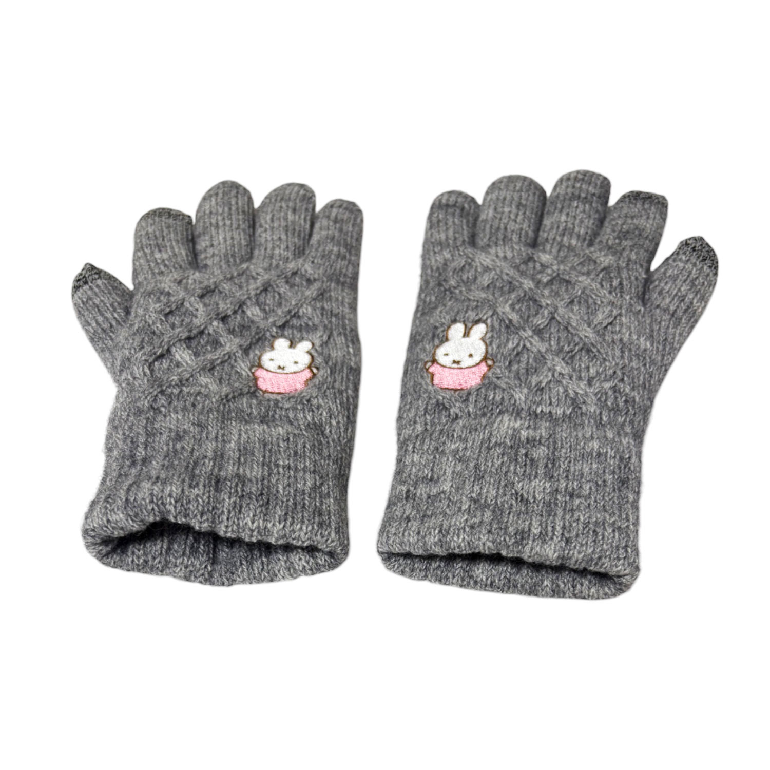 [公式] メーカー直営 ディック・ブルーナ ワンポイント刺繍 スマホ対応ケーブル編み手袋 よろこび