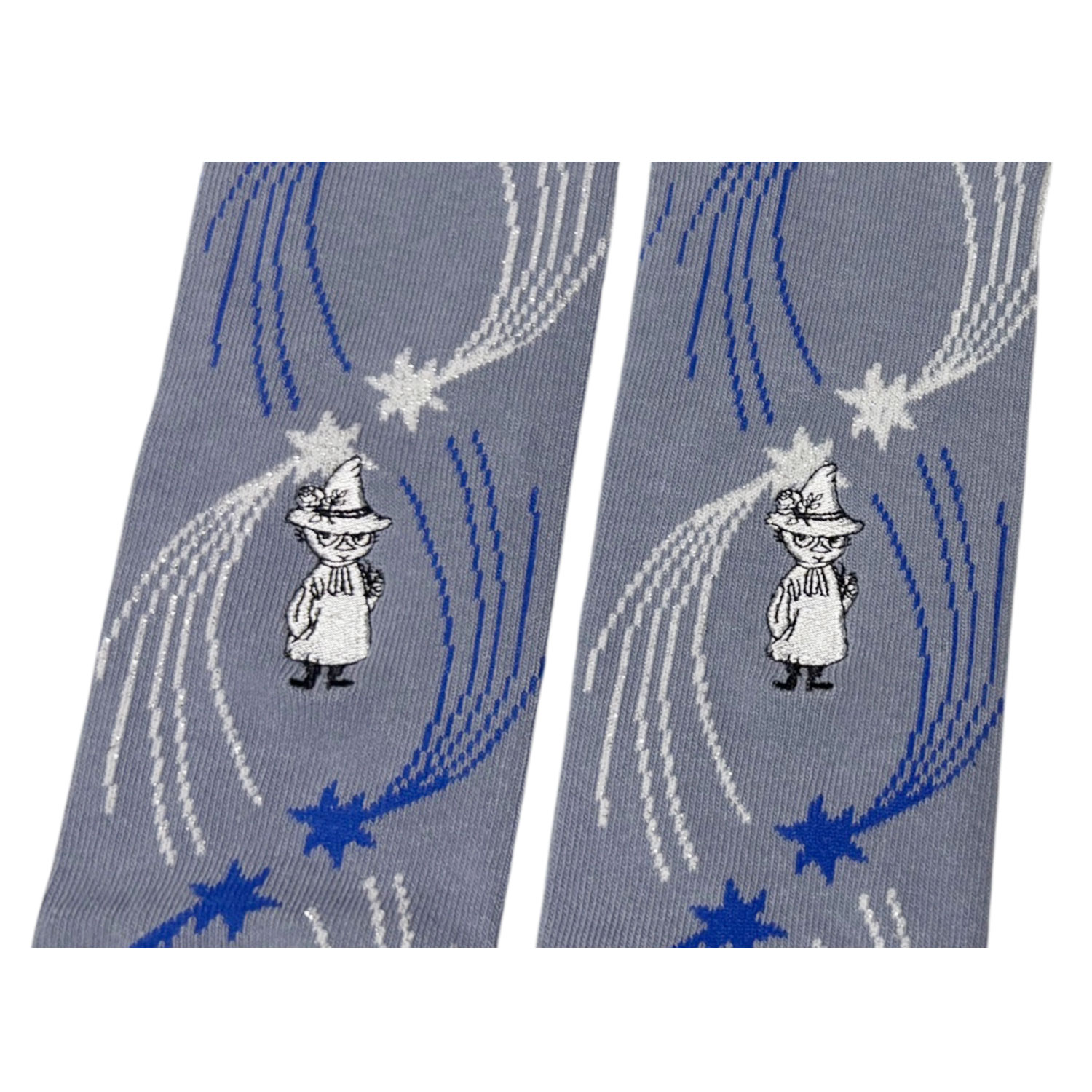 [公式] MOOMIN/NOSTALGICA（ムーミン/ノスタルジカ）刺繍ソックス ナフキン 流れ星 グレー