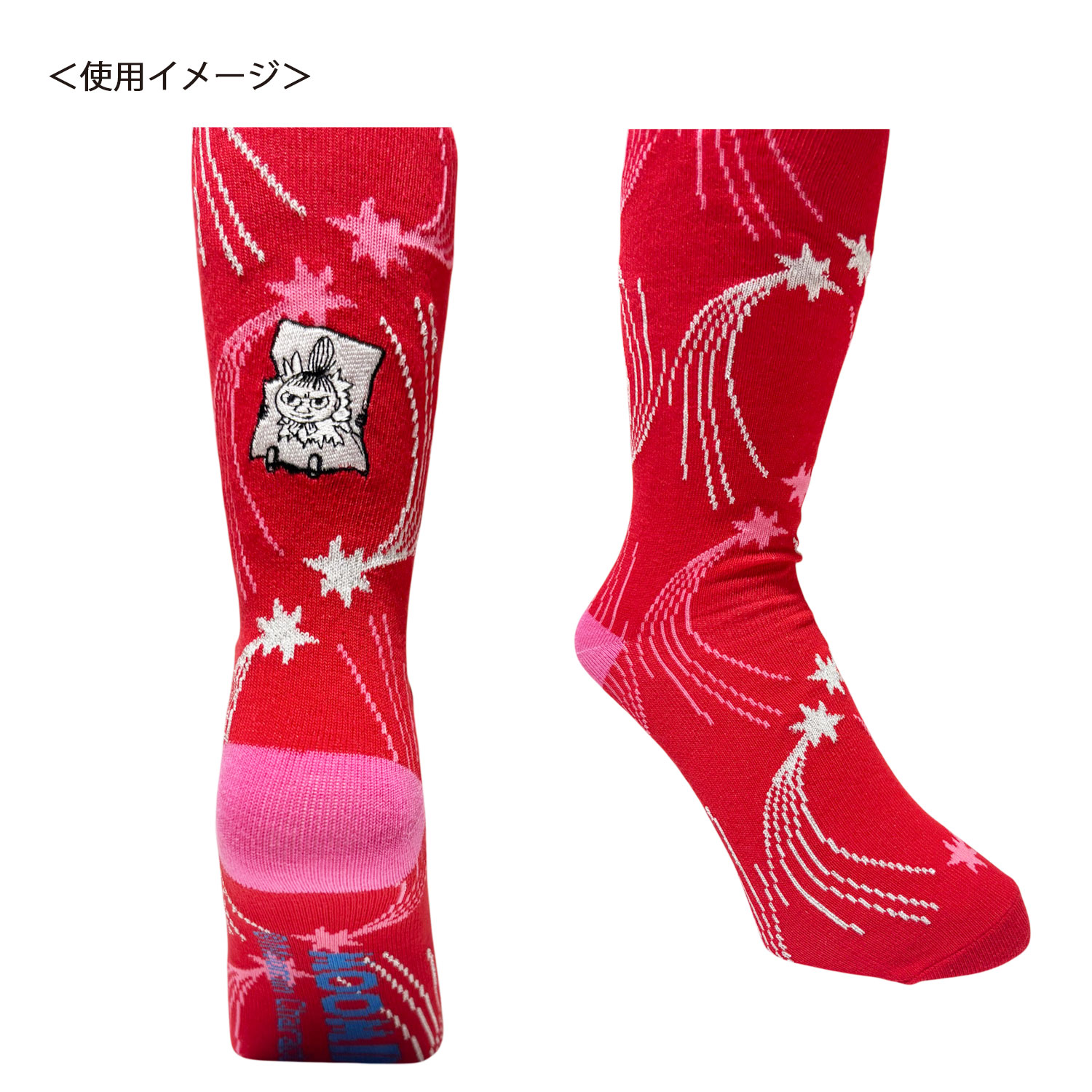 [公式] MOOMIN/NOSTALGICA（ムーミン/ノスタルジカ）刺繍ソックス リトルミィ 流れ星 レッド