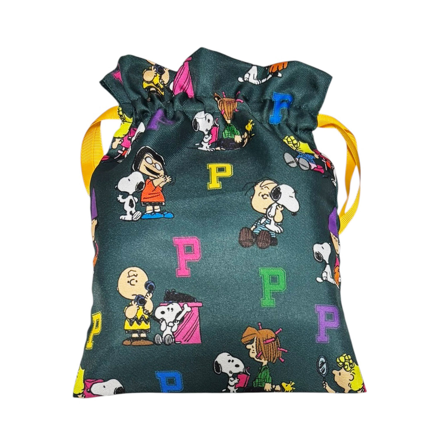 公式] メーカー直営 PEANUTS スヌーピー トラベル巾着 Pロゴ