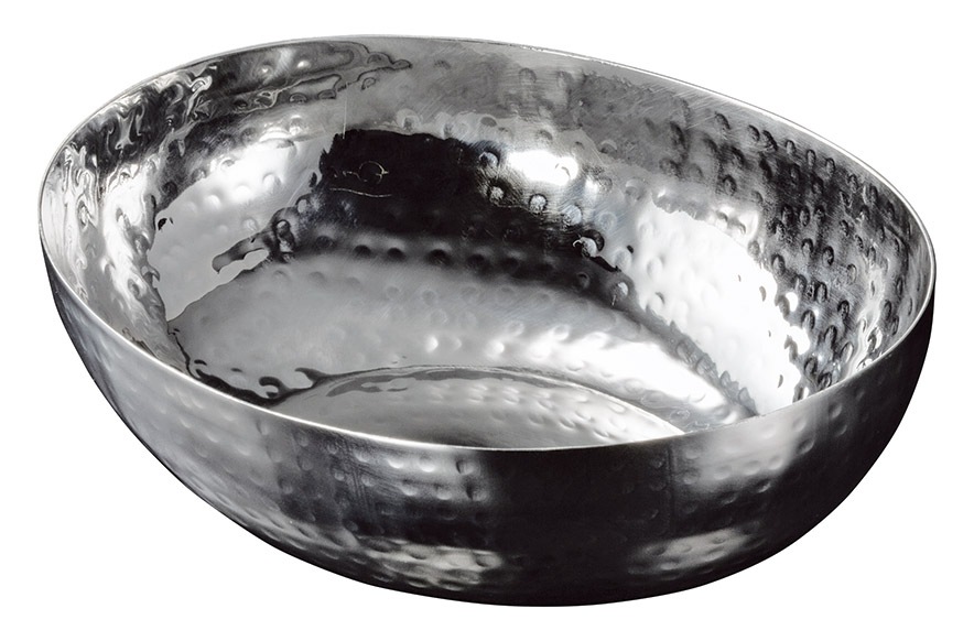 ステンレス槌目　深型楕円盛器（大）