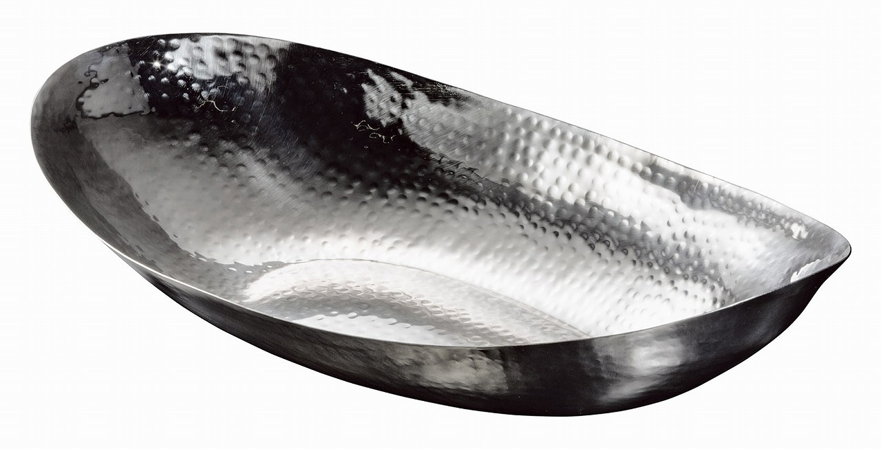 ステンレス槌目　深型楕円盛器（特大）