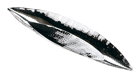 ステンレス槌目　木の葉型盛器（大）