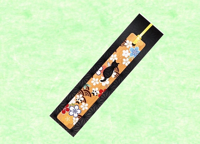 竹のしおり【ｽｶｼ･ﾌﾟﾘﾝﾄ】ねこ・桜