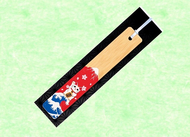 竹のしおり【プリント】招き猫・赤富士