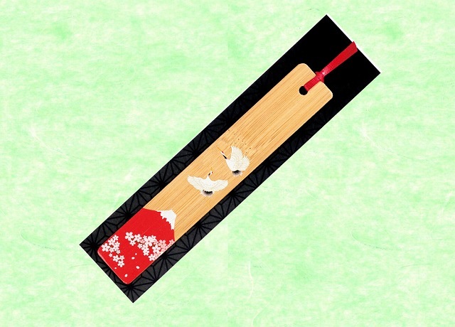 竹のしおり【プリント】鶴・桜