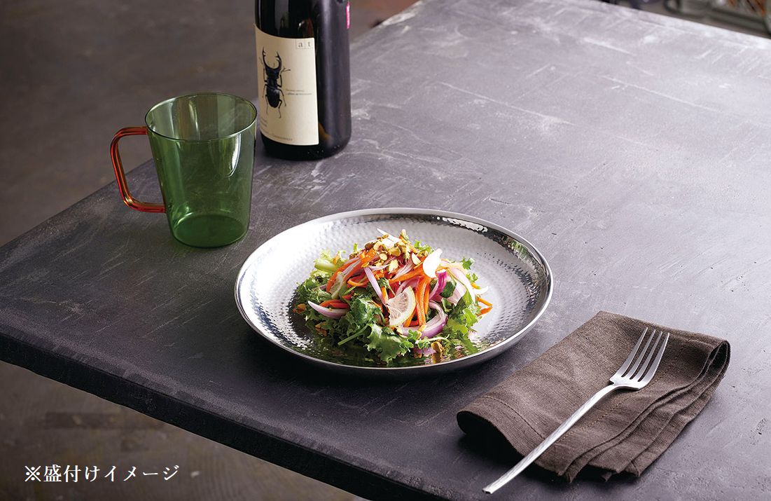 ステンレス槌目　二層サービングプレート