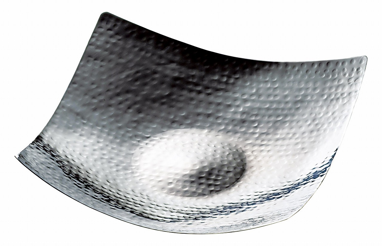 ステンレス槌目　吹上正角皿（大）