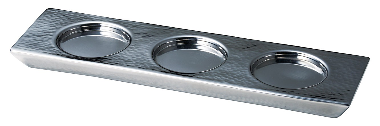 ステンレス槌目　３ツ穴プレート（大）