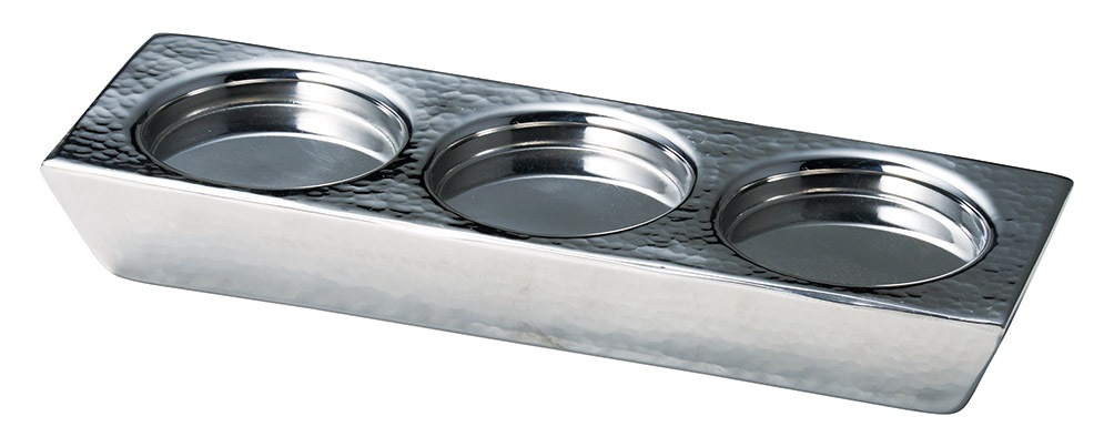 ステンレス槌目　３ツ穴プレート（小）