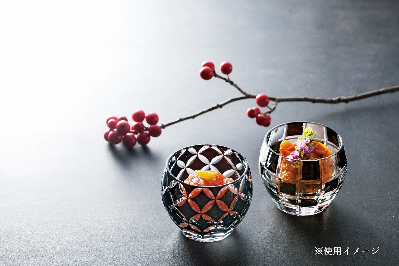 夢切子　千代口（黒）菊