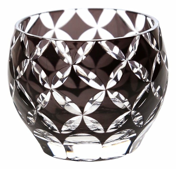 夢切子　千代口（黒）七宝