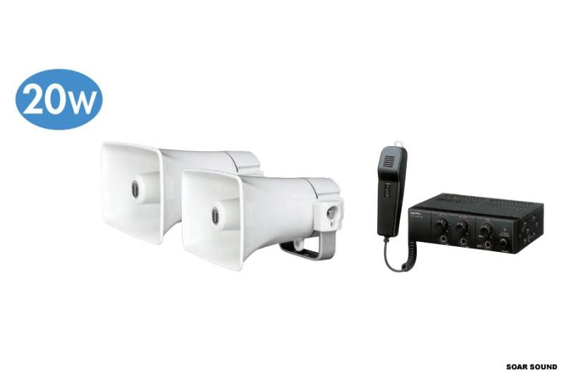 20W出力スピーカー x2台】車載マイクセット 12V仕様 車用 拡声器 選挙