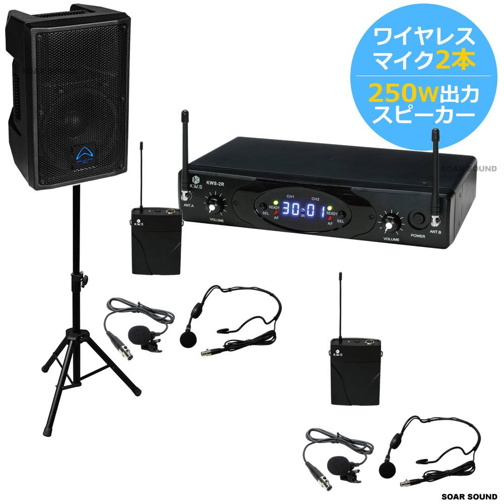 パワフル 250W 出力 プレゼン ワイヤレスマイク セット