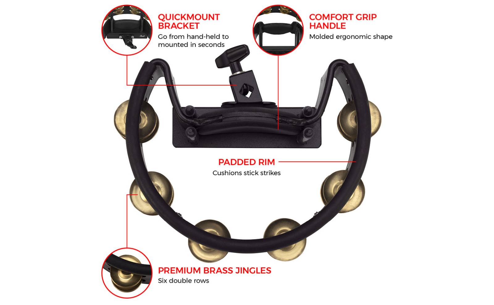 Pearl パール Tambourines ブラスジングル タンバリン ホルダー付 PTM