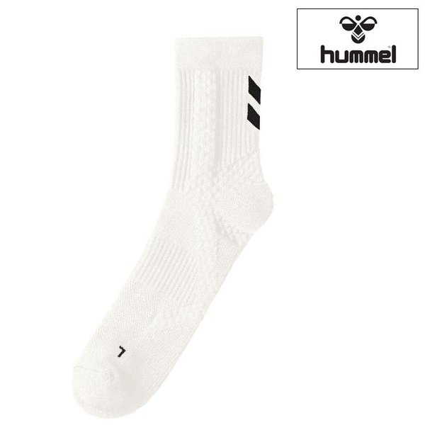 ヒュンメル hummel ハンドボール シューティングソックス（ミドル丈）靴下 22aw ホワイト HAG7084-10 【ハンド専用ウエア】