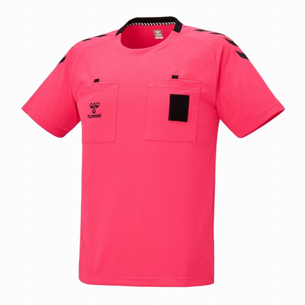 ヒュンメル（hummel）ハンドボールレフリーシャツ コーラルピンク 審判用シャツ 審判用ウェア  半袖シャツ Tシャツ HAK3005-24