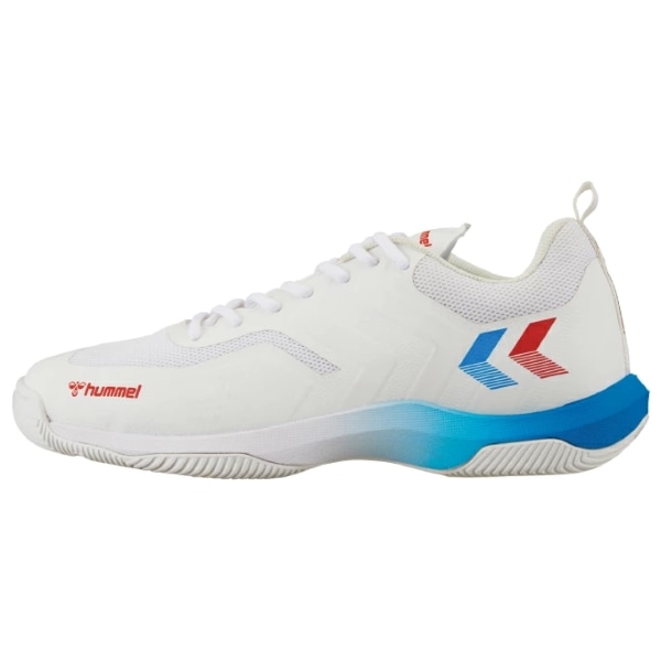 ヒュンメル (hummel) ハンドボール インドアシューズ レジェンドフライ6.0 ホワイト×レッド ワイドラスト 軽量 HAS8042-1020