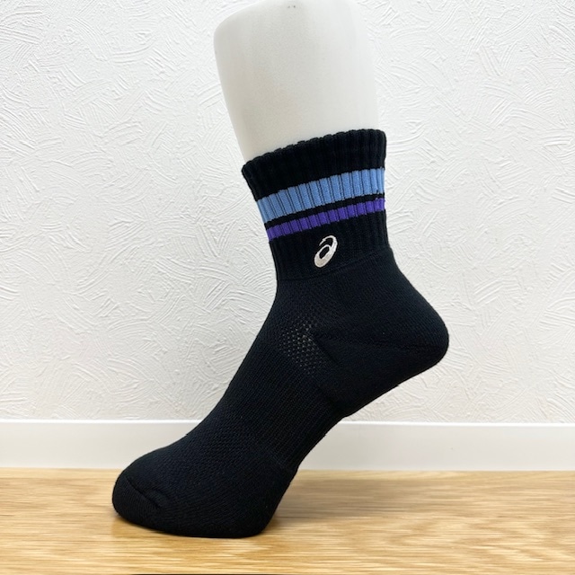 アシックス (asics) ソックス ミドルショート ソブエスポーツオリジナルカラー PC06 B×SAX×BK×PUP×W(ブラック×サックス×ブラック×パープル×ホワイト) ハンドボール