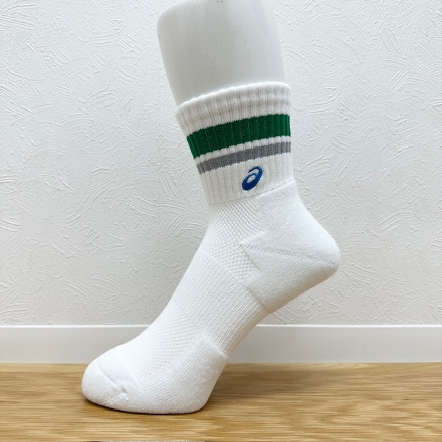 アシックス (asics) ソックス ミドルショート ソブエスポーツオリジナルカラー PC06 W×G×W×G×LB(ホワイト×グリーン×ホワイト×グレー×ブルー)  ハンドボール