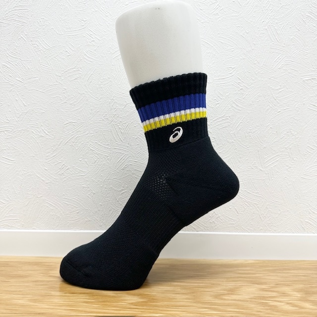 アシックス (asics)  ソックス ミドルショート ソブエスポーツオリジナルカラー PC06 B×BL×W×Y×W(ブラック×ブルー×ホワイト×イエロー×ホワイト) ハンドボール
