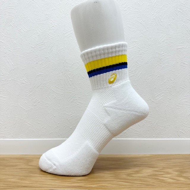 アシックス (asics)  ソックス ミドルショート ソブエスポーツオリジナルカラー PC06 W×Y×BK×BL×Y(ホワイト×イエロー×ブラック×ブルー×イエロー) ハンドボール