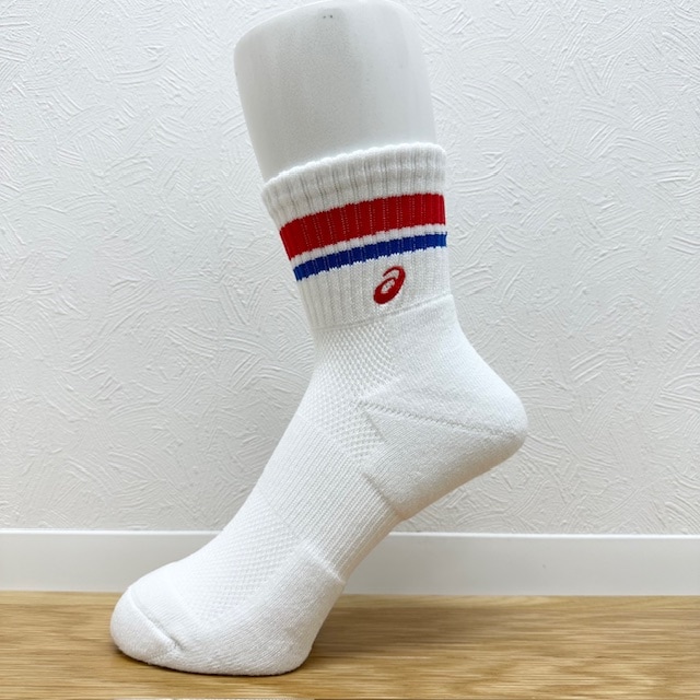 アシックス (asics)  ソックス ミドルショート ソブエスポーツオリジナルカラー PC06 W×R×W×BL×R(ホワイト×レッド×ホワイト×ブルー×レッド) ハンドボール