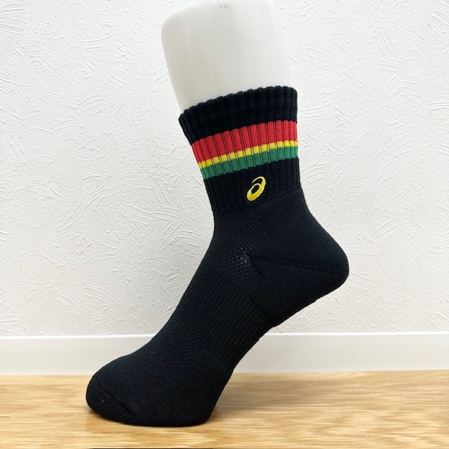 アシックス (asics)  ソックス ミドルショート ソブエスポーツオリジナルカラー PC06 B×R×Y×G×Y(ブラック×レッド×イエロー×グリーン×イエロー) ハンドボール