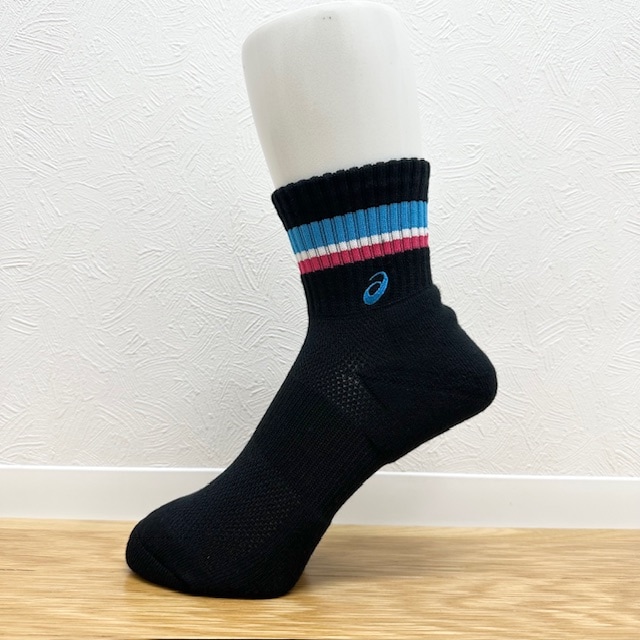 アシックス (asics)  ソックス ミドルショート ソブエスポーツオリジナルカラー PC06 B×LB×W×P×LB(ブラック×Lブルー×ホワイト×ピンク×Lブルー) ハンドボール
