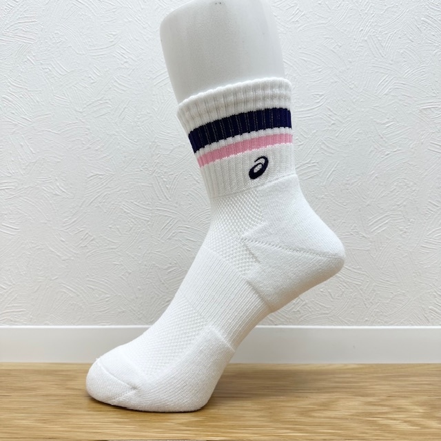 【ネコポス対応可】アシックス (asics)  ソックス ミドルショート ソブエスポーツオリジナルカラー PC06 W×PU×W×P×PU(ホワイト×パープル×ホワイト×ピンク×パープル) ハンドボール