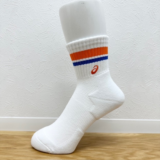 アシックス (asics)  ソックス ミドルショート ソブエスポーツオリジナルカラー PC06 W×OR×W×BL×OR(ホワイト×オレンジ×ホワイト×ブルー×オレンジ) ハンドボール