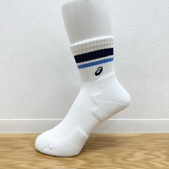 アシックス (asics)  ソックス ミドルショート ソブエスポーツオリジナルカラー PC06 W×NA×W×SA×NA(ホワイト×ネイビー×ホワイト×サックス×ネイビー) ハンドボール